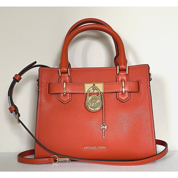New Michael Kors Hamilton Small Leather Satchel Red Clay - Picture 3 of 7